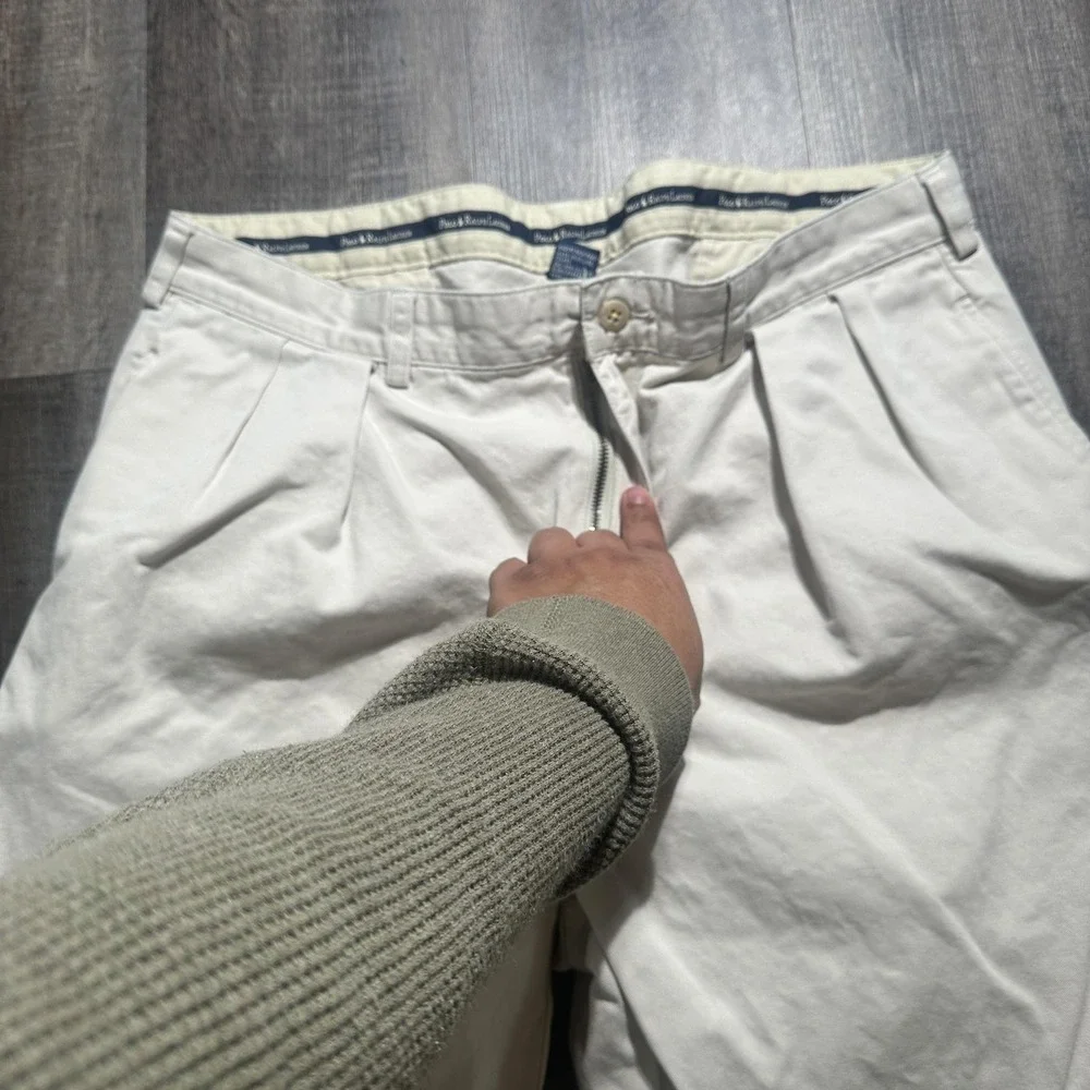 Polo Ralph Lauren‎ Pants Mens 36x30 Beige Chino Pleated Front Cotton Casual